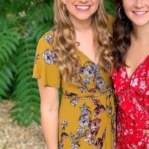 2/$60: Mustard Floral Wrap Maxi Illa Illa dress